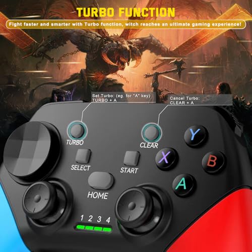 Joso Wireless Mobile Gaming Controller for iPhone, Android, iPad, Tablet, PC, Phone Controller with Phone Clip Supports Cloud Game, COD Mobile, Genshin Immpact, Remote Player Gamepad - color: Black+Blue+Red
