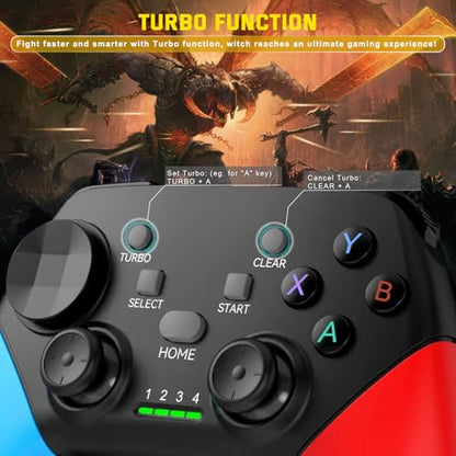 Joso Wireless Mobile Gaming Controller for iPhone, Android, iPad, Tablet, PC, Phone Controller with Phone Clip Supports Cloud Game, COD Mobile, Genshin Immpact, Remote Player Gamepad - color: Black+Blue+Red