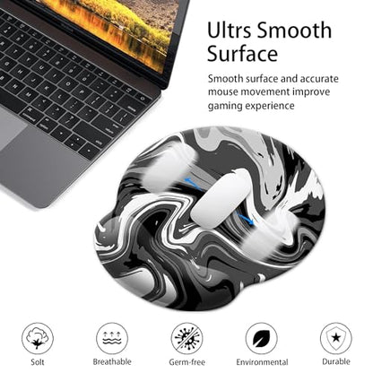 Gaming Mouse Pad Wrist Support,Ergonomic Mouse Pad with Wrist Rest,Comfortable Mousepad with Smooth Wrist Rest,Pain Relief Mouse Pads for Non-Slip Base,Computer,Laptop,Office，Home(Black-Gray Fluid) - color: Black-gray Fluid