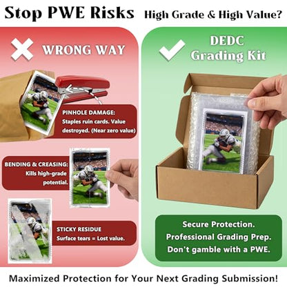 DEDC Card Grading Submission Kit, Card Grading Kit Shipping Mailing Kit Box for PSA, CGC, SGC Trading Card- 25 Semi Rigid Card Holders, 50 Card Sleeves, 1 Shipping Label + 1 Wiping Cloth (5-Set- PSA) - size: 5-set- PSA