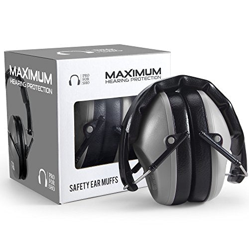 Pro For Sho 34dB NRR Hearing Protection Ear Muffs – Highest NRR Compact Design Ear Protection for Loud Events & Sensory Use - color: Grey, size: Standard