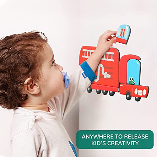 Toi Kids Magnet Toys Magnetic Jigsaw Puzzle Boxes with Game Board for Kids Ages 3-8, Portable Travel Game, Transport - style: Transport