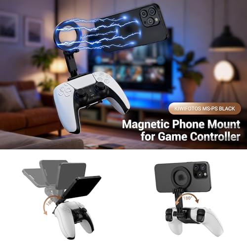 KIWIFOTOS Magnetic Phone Mount for PS5 Wireless Controller | PlayStation 5 Dualsense Wireless Controller Phone Stand Holder for Magsafe iPhone 17 16 Samsung Pixel(Phone Mount only) - color: for PS5 Gaming Controller
