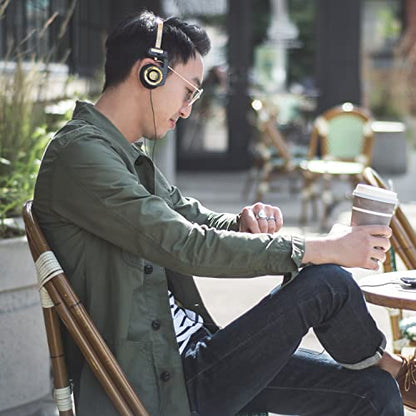 Koss Porta Pro Limited Edition Retro Style On-Ear Headphones, Black Gold | In-Line Microphone, Volume Control and Touch Remote, Includes Hard Carry Case, Wired 3.5mm Plug - color: Black Gold