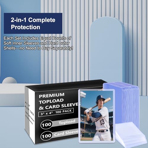 400 Premium Card Sleeves Top Loaders for Trading Cards,35pt Archival Quality Hard Plastic Protectors for TCG OCG Sports Cards Baseball Football Basketball,200 Rigid Toploaders with 200 Penny Sleeves