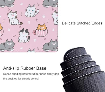 Gaming Mouse Pad Large Desk Mat,Cartoon Cat Mouse Pad Gaming Desk Pad,31.5 x 11.8 Keyboard Pad Minimalist Mouse Pads for Desk,Extended Mouse Mat Mousepad with Non-Slip Base and Stitched Edge - color: Cartoon Cat