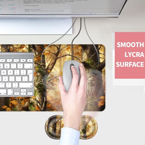Mouse Pad,Large Desk Mat Set, 4in1 XL Mousepad + Keyboard Wrist Rest+Mouse Wrist Rest+Coaster with Ergonomic Desk Pad for Home Office Table Computer Cover -Forest Camouflage - color: Forest Camouflage