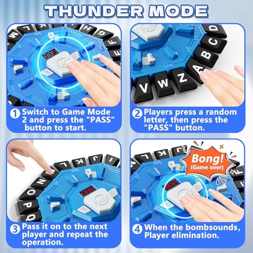 Word Game Family Board Games with Display Timer and 2 Modes, The Fast-Paced 24 Letters Pressing Games, Learning Word Game for Kids & Adults, 2-8 Players, 15-20 Minute Play Time (Blue and Black) - color: Blue and Black