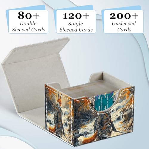 Commander Deck Box for Trading Cards - Fits 100+ Double Sleeved Cards, PU Leather MTG TCG Storage Case with Strong Magnetic Closure, Fox Knight - color: Fox Knight