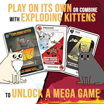 Exploding Kittens Good vs. Evil: 2-5, Age 7+, Party & Family Card Game | Battle with Godcat and Devilcat, use the playmat, and unleash good-versus-evil chaos in a fast, travel-ready card game. - style: Good vs. Evil