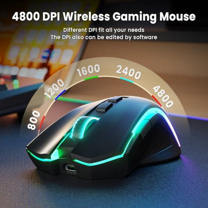 Redragon S101M-KS Gaming Keyboard and Mouse Wireless with Tri-Mode, RGB Keyboard and 4800 DPI Gaming Mouse, 10 Independent Multimedia Keys for Wins, PC, Computer, Wireless S101 Ideal for Gamer - color: Black-New
