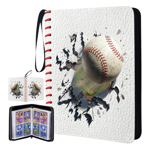 Baseball Card Binder 4 Pocket - Baseball Kids Trading Card Binder, Sport Trading Game 400 Pockets Cards Album, Collectible Cards Holder Gifts, Collection Binders Gifts for Kids - color: Baseball, size: 400 Pockets