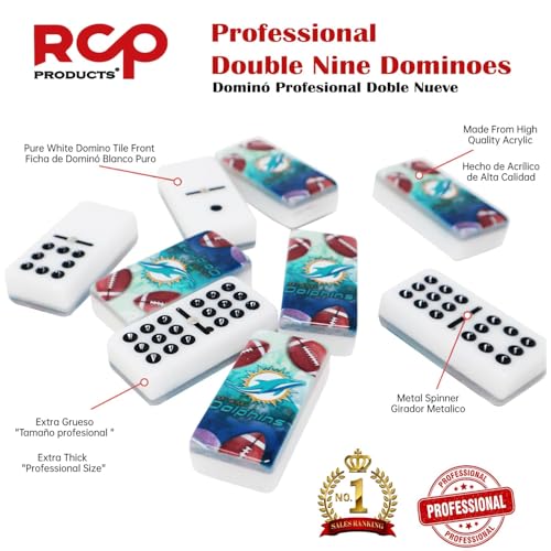 Dominos Set for Adults – Domino Cubano Profesional de 55 Fichas, Metal Spinner,Caja de Madera, Board Game with Wood Case Juegos de Mesa (Customized Tiles) - color: Customized Tiles