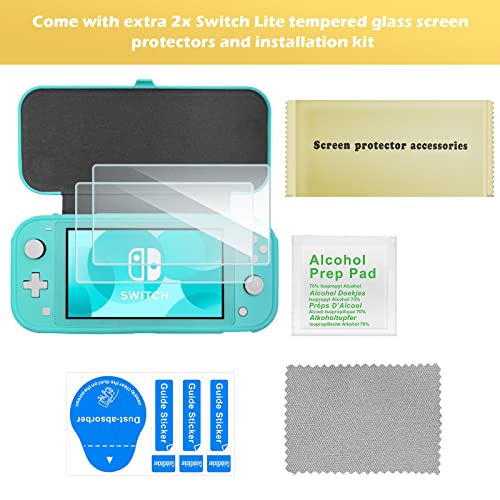 ProCase Flip Cover for Nintendo Switch Lite with 2 Pack Tempered Glass Screen Protectors, Slim Protective Case with Magnetically Detachable Front Cover for Nintendo Switch Lite 2019 -Turquoise - color: Turquoise