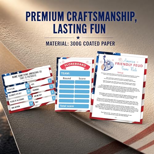 4th of July Trivia Game, America Friendly Feud Game Set, Independence Day Game Supplies, 4th of July Games for Adults and Teens, Feud Quiz, Independence Day Group Game, Fun Party Game