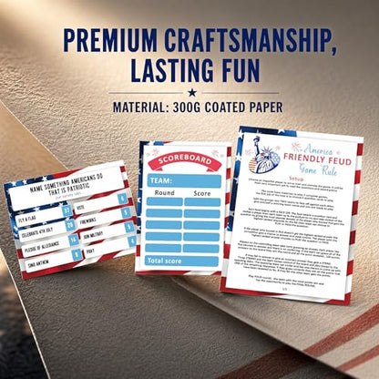 4th of July Trivia Game, America Friendly Feud Game Set, Independence Day Game Supplies, 4th of July Games for Adults and Teens, Feud Quiz, Independence Day Group Game, Fun Party Game