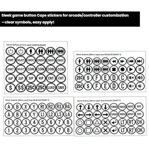 Arcade Game Button Stickers Set 24mm/30mm Die-Cut Labels Compatible with Arcade Machine and Fight Stick Customization - color: Game Button Labels Stickers* 4 Pcs