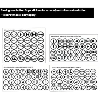 Arcade Game Button Stickers Set 24mm/30mm Die-Cut Labels Compatible with Arcade Machine and Fight Stick Customization - color: Game Button Labels Stickers* 4 Pcs