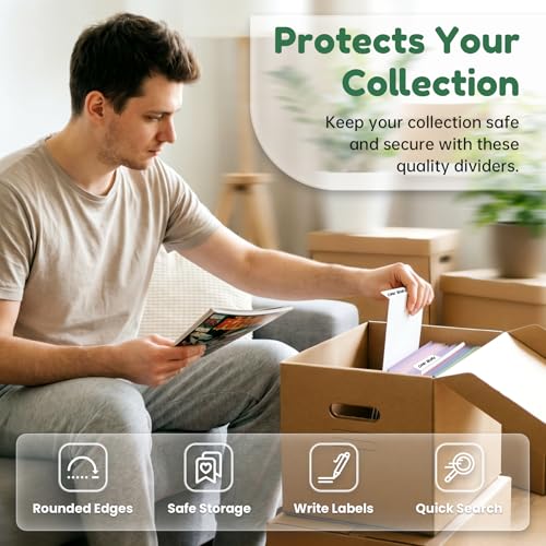 Comic Book Dividers, Thick Cardboard Card Separator Comic Book Dividers for Comic Book Storage Boxes Office Supplies (25, White, Large)