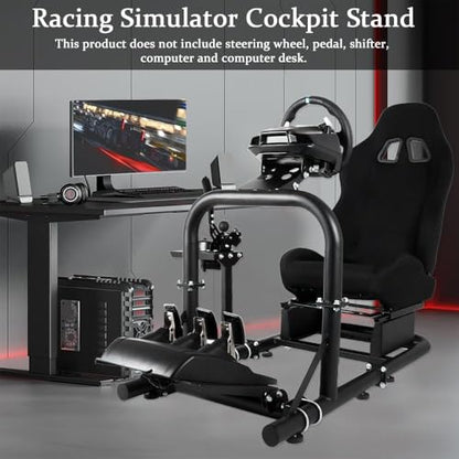 Marada Racing Simulator Cockpit with Comfort Seat Fit for Logitech G29 G920 G923, for Thrustmaster T300RS T500, for Fanatec, Upright Stable Driving Sim Stand,without Steering Wheel/Pedal/Shifter