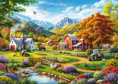 HUADADA 1000 Piece Puzzles for Adults - Country Life - Jigsaw Puzzles for Adults 1000 Piece Educational Games Colorful Puzzles for Home Decoration - color: Country Life