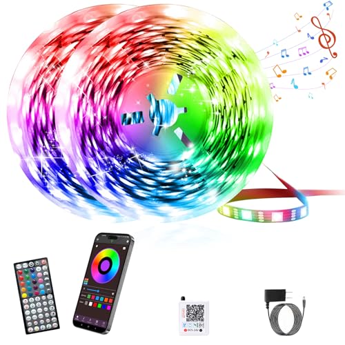 GANZQH 190FT RGB Led Lights for Bedroom with Remote & App Control, 2 * 95FT | Music Sync Color Changing Led Light Strip DIY Led Lights for Room, Christmas, Home Decor, Gaming Accessories - size: 190FT