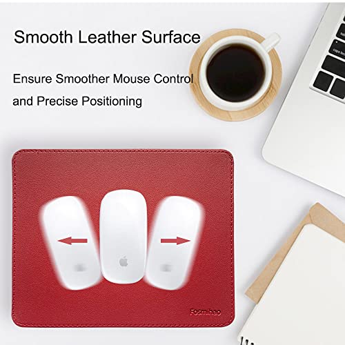 Leather Mouse Pad - Wood Mouse Pad, Double Side Mouse Pad with Stitched Edge, Waterproof Ultra Thin Mouse Pad for Computers, Laptop, Office & Home, 10.2 x 8.3 Inch, 1 Pack (Burgundy) - color: Burgundy