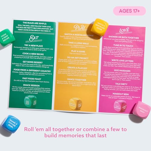 Let’s Get Deep® Date Night Dice by Relatable, Roll for 200+ Unique Date Night Ideas, Gifts, and Wedding Gifts for Couples, Includes 4 Custom Dice and Instructions, Designed for Couples Ages 18+ - style: Date Night Dice