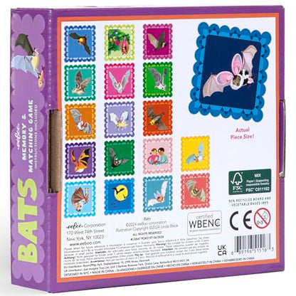 eeBoo: Memory & Matching Game- Little Bats-18 Pairs to Match & Memorize, Colorful Tiles, Encourages Recognition & Concentration Skills, Kids Ages 3+ - style: Bats