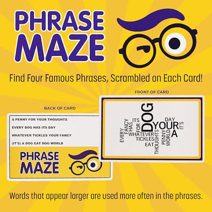 Phrase Maze Word Puzzle Party Card Game for Teens and Families Ages 10+ Hidden Phrase Pattern Recognition Brain Teaser for 2-6 Players - Adult Games