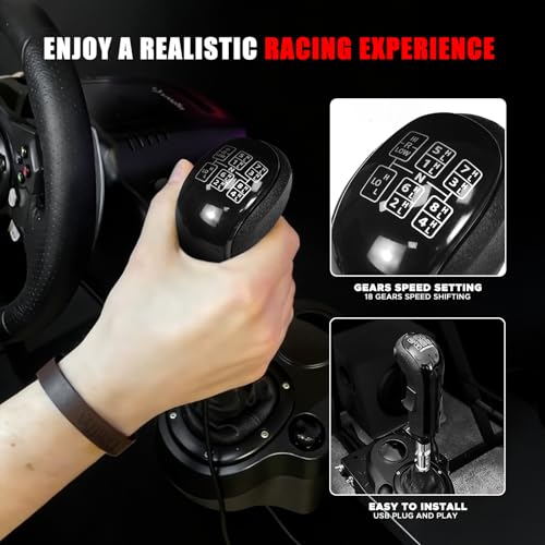 Rogierra USB American Truck Simulator Shifter, Gearshift Knob Compatible with ATS & ETS2 Games, PC Sim Racing Shifter Compatible with Logitech G27 G29 G920 Thrustmaster TH8A Fanatec