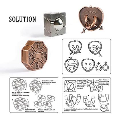 MHY Large Size Brain Teaser Puzzles,3 Pieces Metal Cast Puzzle Games Toys,3D Highly Difficult Adult Puzzles, IQ Educational Box for Teens… - color: B-3pcs Box Set