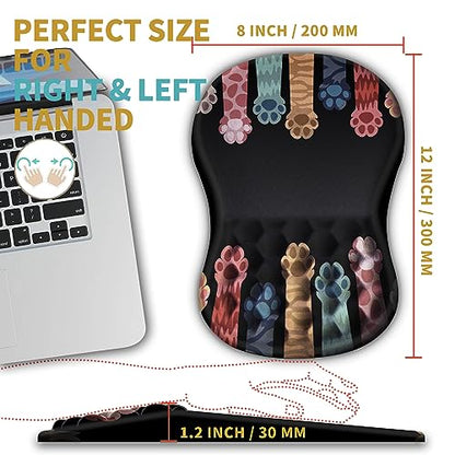 Hokafenle Ergonomic Mouse Pad Wrist Support with Massage Design, Wrist Rest Pain Relief Mousepad with Memory Foam&Non-Slip PU Base, Mouse Pads for Wireless Mouse & Desk (12x8 inch,Paw) - color: HK023-Paw