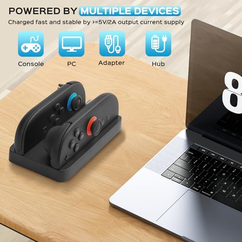 Charging Dock for Nintendos Switch 2,Switch 2 Joycons Dock for 2 Joycon,Joycons Charger Stand Station with LED Indication and USB Type-C Charger Cable