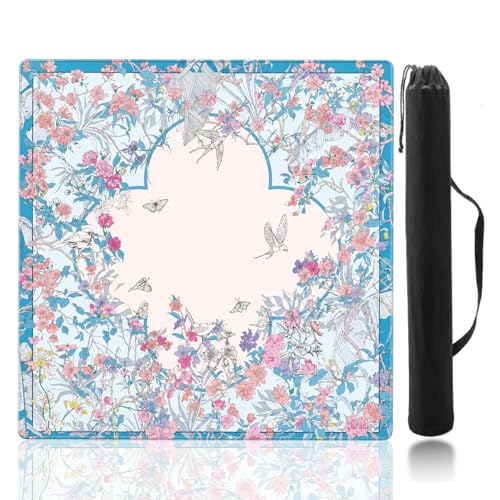 Mahjong Mat for Table, 31.5" x 31.5", Anti-Slip Noise Reduction Mahjong Table Cover with Carrying Bag, Perfect for Poker, Card, Board & Tile Games (BLGARDEN-1) - style: BLGARDEN-1