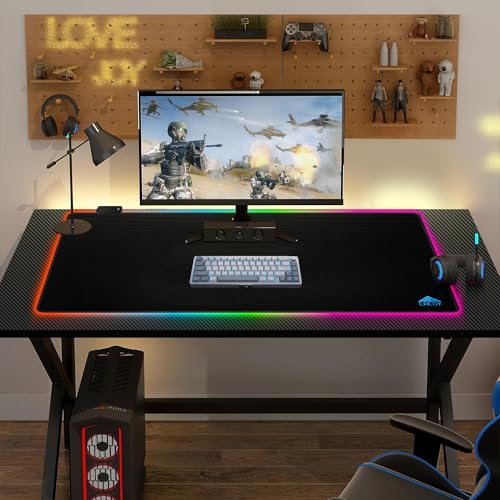 Cacoy 40"x20" RGB Gaming Mouse Pad, XXL Large LED Computer Mouse Mat, Black | Extended RGB Desk Mat with Textured Surface,9 Lighting Modes,Stitched Edges,Non-Slip Rubber Base Mousepad Optimized for Gamer - color: Rgb, size: 40" x 20"
