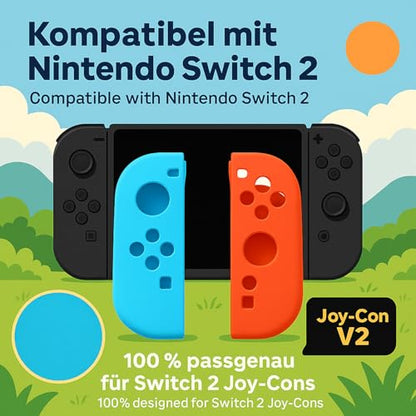 MatoSan Joy-Con Silicone Grip Covers for Nintendo Switch 2 and Switch 1 - Anti-Slip Protective Skin Set - Ergonomic Controller Grip - Soft Silicone - Fits Nintendo Switch 2 Joy-Con - color: Black
