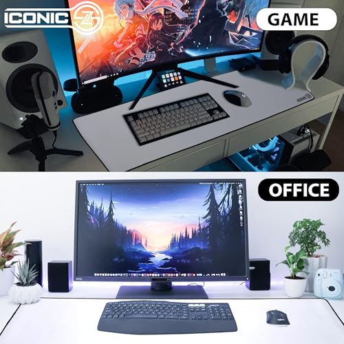 3XL Extended Gaming Mouse Pad/Mat 46"x20"(White) - Large & Wide Desk Cloth Mousepad - Stitched/Water Proof/Non Slip Base - color: White, size: 3XL 46"x20"
