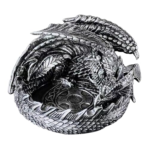 Elegant Dragon Dice Holder Tower - Perfect Dragon Gifts for Men, DND DICE Jail,DND Gifts for Men, 5.12 inches - color: Antique Sliver
