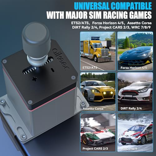 aikeec USB Truck Simulator Shifter for Logitech G29 G27 G25 G920 Thrustmaster T300RS/T500 GT Sim Racing Shifter for PC Windows Racing Games, Froza, Dirt, WRC, Assetto Corsa ATS & ETS2 (Sequential add) - size: Sequential add without clamp