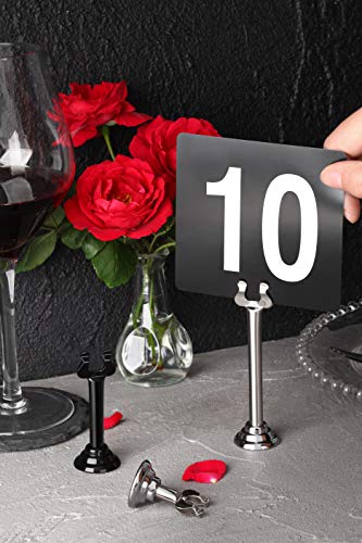 New Star Foodservice 23145 Double Side Plastic Table Numbers, 1 to 25, 4" x 4", Light Grey on Black - size: 4 x 4 inches, style: Black (1-25)