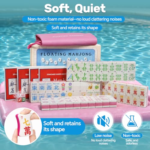 Floating Mahjong Tiles for Pool – 1.5" Waterproof EVA Foam Mahjong Tile Set, Floating Foam Tiles for Pool Games，Fits Float Board & Tray, Ideal for Summer Beach Party, Water Game & Outdoor Fun