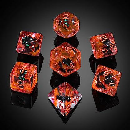 Black Cat Gaming Dice Set D&D, DNDND 7PCS Resin DND Dice with Velvet Bag for Dungeons and Dragons Role Playing Games and Tabletop Games（Black Cat - color: Cat-black