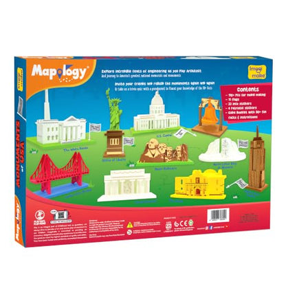 Imagimake Mapology - Monuments of USA, Build 10 3D Famous Landmarks | Educational 3D Puzzle for Kids, Learn Geography & 50+ Facts, Birthday Gift for Boys &Girls Ages 5,6,7,8,9,10,11,12 Years Old - style: Monuments of USA