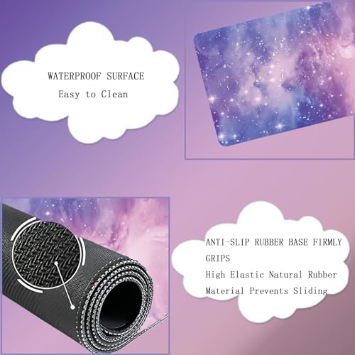 Cloud Wrist Rest Keyboard Purple Cloud Mouse Pad Set 4PCS Galaxy Large Desk Mat Ergonomic Space Wrist Pad Support Memory Foam Non-Slip Wrist Rest for Keyboard and Mouse Computer Gaming Home Office - color: 4pcs Purple Galaxy