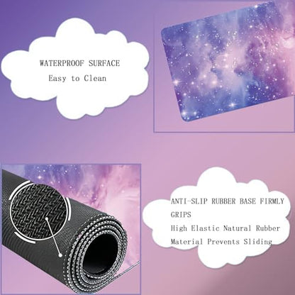Cloud Wrist Rest Keyboard Purple Cloud Mouse Pad Set 4PCS Galaxy Large Desk Mat Ergonomic Space Wrist Pad Support Memory Foam Non-Slip Wrist Rest for Keyboard and Mouse Computer Gaming Home Office - color: 4pcs Purple Galaxy