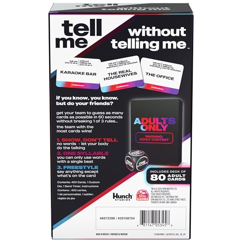 Spin Master Games, Tell Me Without Telling Me, 2025 Edition with New Cards, The Viral Adult Party Game for Friendsgiving, Adult Card Game, 4+ Players, for Ages 18 & Up - style: Tell Me Without Telling Me (New Edition)