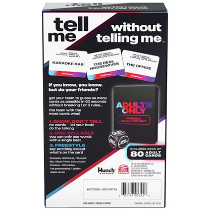 Spin Master Games, Tell Me Without Telling Me, 2025 Edition with New Cards, The Viral Adult Party Game for Friendsgiving, Adult Card Game, 4+ Players, for Ages 18 & Up - style: Tell Me Without Telling Me (New Edition)
