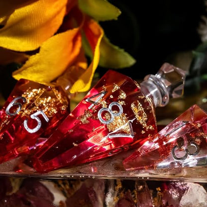 7PCS Potion DND Dice Set,Transparent Sharp Edge Die Set D&D RPG Polyhedral Dice,for Dungeons and Dragons TTRPG Games Roleplaying Games.(Red with Gold Foil) - color: Red With Gold Foil