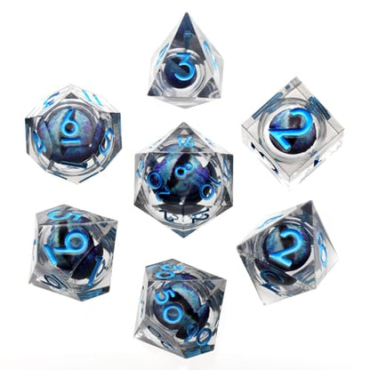FONVGOGO Dragon Eye Dice, Liquid Core Dice Set DND Dungeons and Dragons Resin D and D Dice Role Playing Polyhedral Beholder's Ttrpg Die RPG (Blue) - color: Dragon Eye Blue